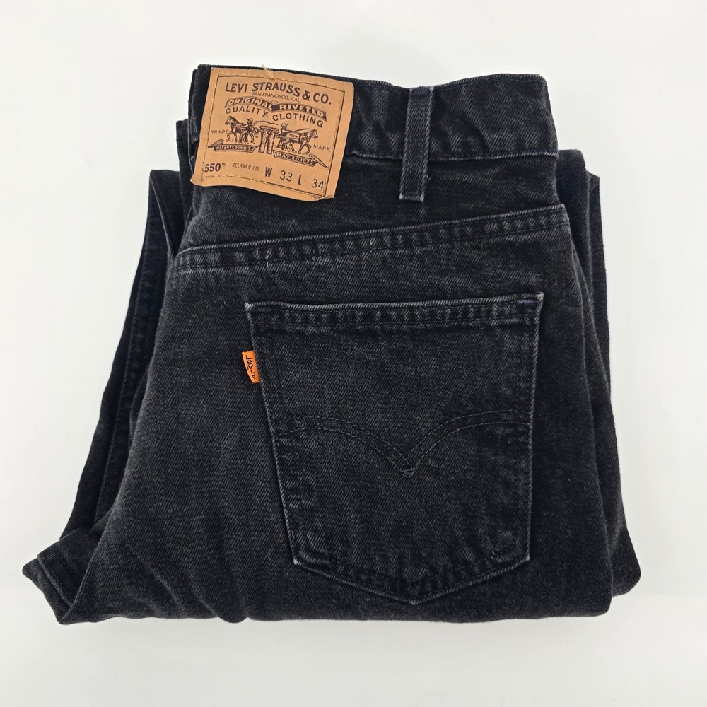 Vintage Levis 550 Orange Tab Relaxed Fit Black Jeans Made in USA 33x34